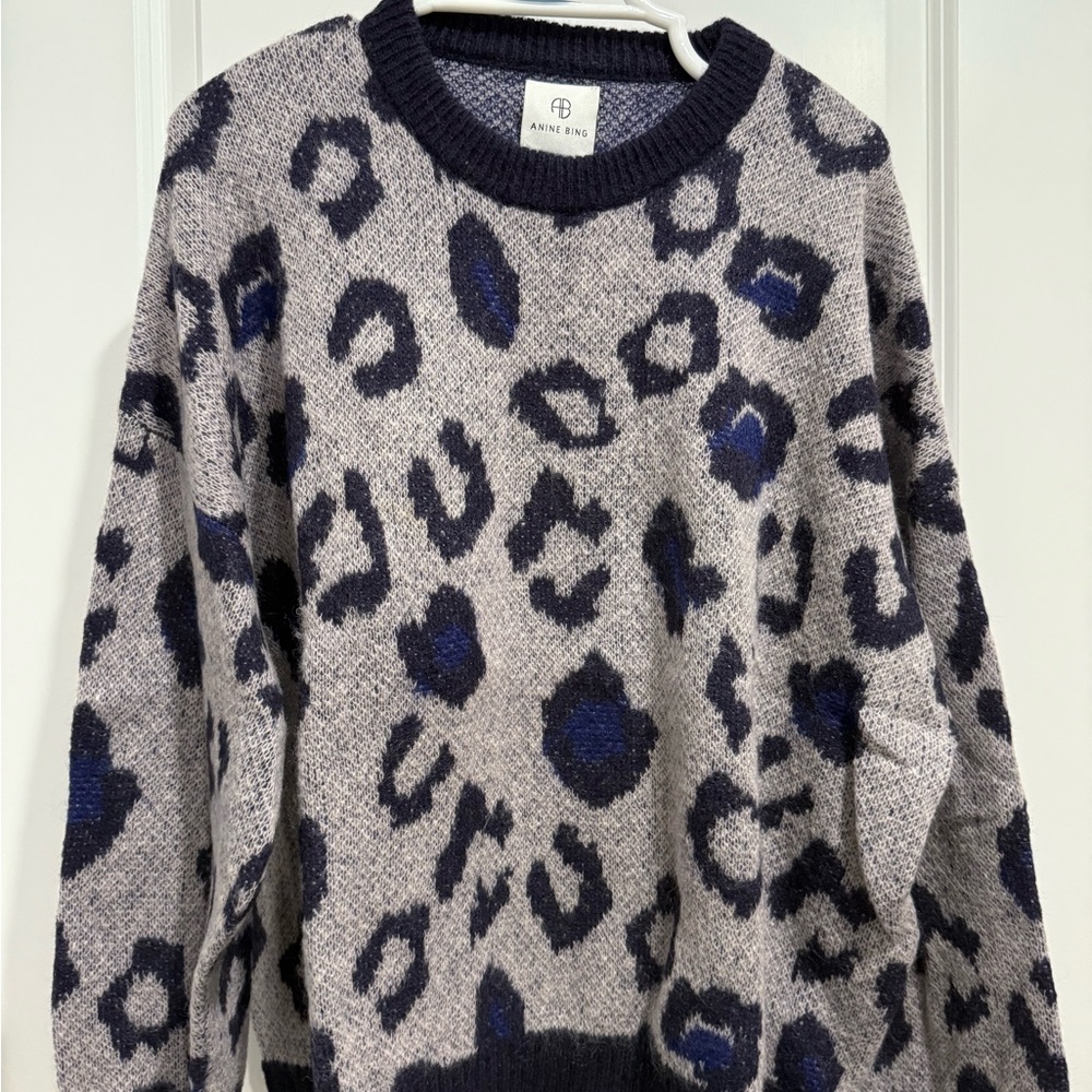 Anine Bing Women's Leopard Print Sweater - Gray and Blue